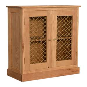 Caged Wooden Storage Cabinet In Oak Ish