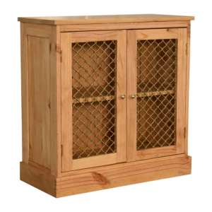 Caged Wooden Storage Cabinet In Pine