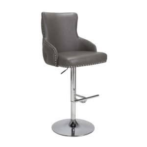 Cairo Leather Effect Bar Stool In Grey