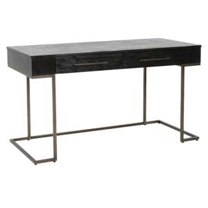 Caius Wooden Computer Desk With 2 Drawers In Black