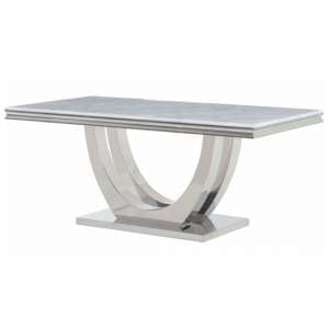 Calacatta Marble Dining Table In White With Chrome Base