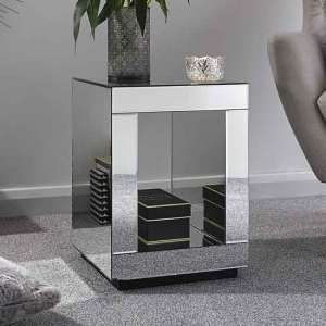 Canning Cube Glass Mirror Lamp Table In Mirrored