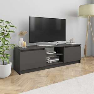 Caley High Gloss TV Stand With 2 Doors In Grey