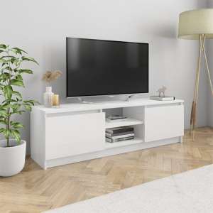 Caley High Gloss TV Stand With 2 Doors In White