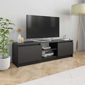 Caley Wooden TV Stand With 2 Doors In Black