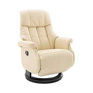Calgary Comfort Leather Relaxer Chair In Cream And Black