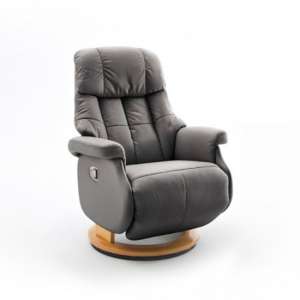 Calgary Comfort Leather Relaxer Chair In Grey And Natural