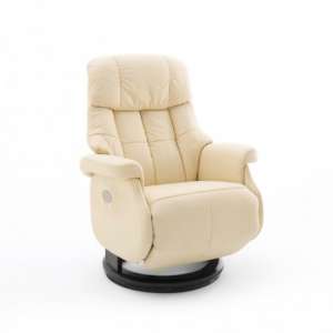 Calgary Leather Electric Relaxer Chair In Cream And Black