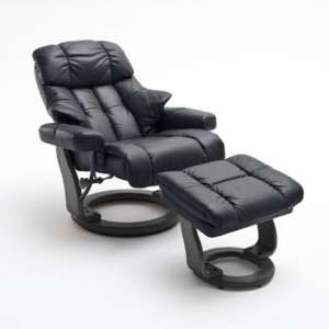 Calgary Relaxer Chair In Black With Footstool