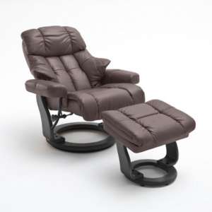 Calgary Relaxer Chair In Brown And Black With Footstool