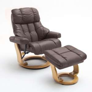Calgary Relaxer Chair In Brown And Natural With Footstool