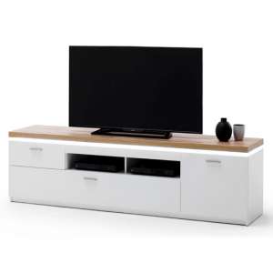 Cali LED Wooden Large TV Unit In Oak And White