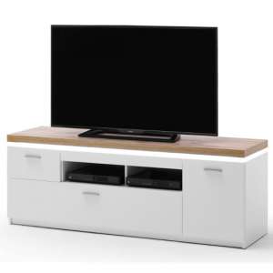 Cali LED Wooden Small TV Unit In Oak And White
