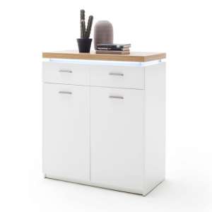 Cali LED Wooden Storage Cabinet In Oak And White