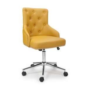 Rivne Office Chair In Yellow Leather Match With Chrome Base