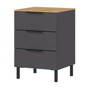 California Bedside Cabinet With 3 Drawers In Graphite And Oak