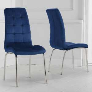 Califon Blue Velvet Dining Chairs In A Pair
