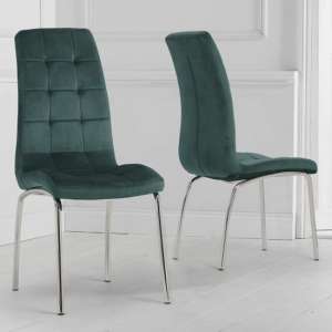 Califon Green Velvet Dining Chairs In A Pair