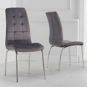 Califon Grey Velvet Dining Chairs In A Pair