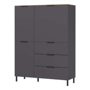 California Highboard With 3 Doors 3 Drawers In Graphite And Oak