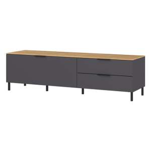 California TV Stand With 1 Flap 2 Drawers In Graphite And Oak