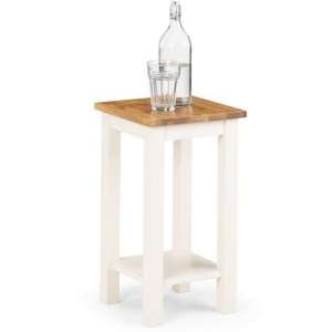 Calliope Tall Narrow Wooden Side Table In Ivory And Oak