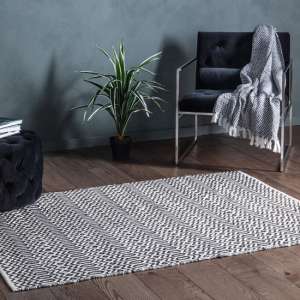 Callisto Large Bold Flat Weave Rug In Black And Cream
