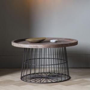 Calvia Wooden Coffee Table Round With Metal Legs