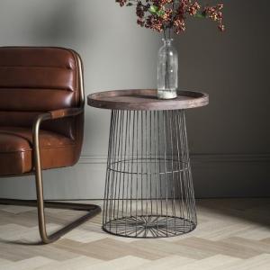 Calvia Wooden Side Table Round With Metal Legs
