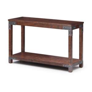 Camden Wooden Console Table In Birch Veneer With Metal Accents