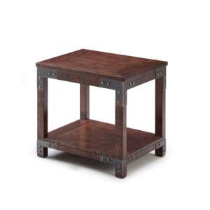 Camden Wooden End Table In Birch Veneer With Metal Accents