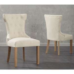 Absoluta Beige Fabric Dining Chairs With Oak Legs In A Pair