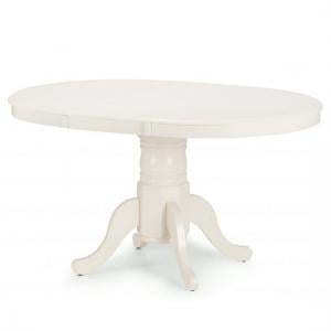 Salgado Wooden Extendable Dining Table In Ivory Lacquered