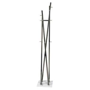 Cameron Metal Coat Stand In Dark Chrome With White Gloss Base