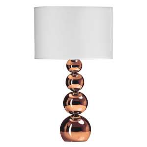 Camox White Fabric Shade Touch Table Lamp With Copper Base