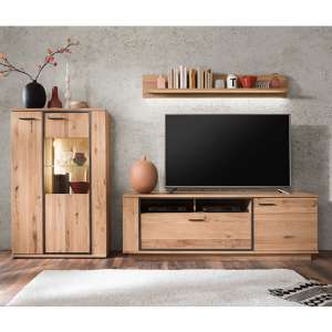 Campinas LED Living Room Set In Knotty Oak With Display Unit