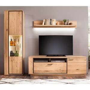 Campinas LED Living Room Set In Knotty Oak With TV Stand