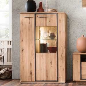 Campinas Small LED Highboard In Knotty Oak With 2 Doors