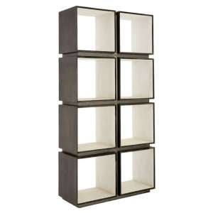Campond Wooden Shelving Unit In Silver And Dark Grey