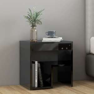 Canaan High Gloss Bedside Cabinet In Black