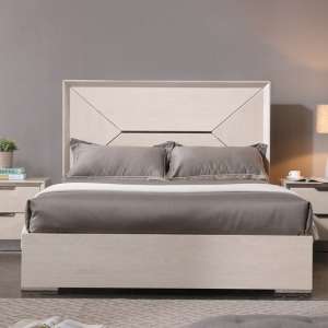 Canaria King Size Bed In Cream Walnut High Gloss