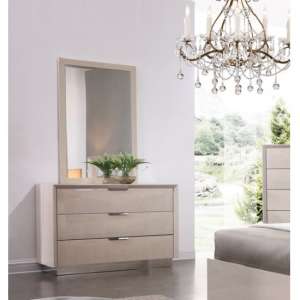 Canaria Dresser With Mirror In Cream Walnut High Gloss