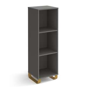 Canary High Wooden Shelving Unit In Onyx Grey And 3 Shelves