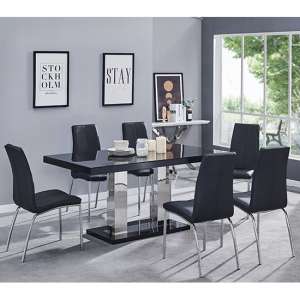 Candice Black High Gloss Dining Table With 6 Opal Black Chairs