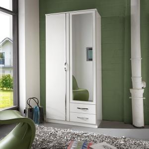 Milden Mirror Wardrobe In Alpine White Chrome With 2 Doors