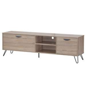 Sarva Wooden TV Stand Large In Oak Effect And Black Metal Legs