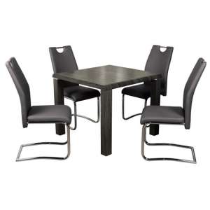 Cannock Charcoal Dining Set With 4 Capella Grey Chairs