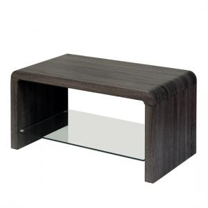 Cannock Wooden Coffee Table In Charcoal With Glass Shelf