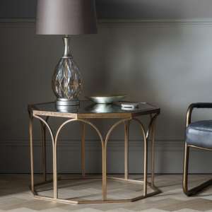 Canterbury Octagonal Glass Coffee Table In Gold