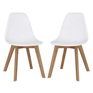 Canum White Plastic Dining Chairs With Beech Legs In Pair